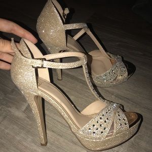 Gold , rose gold diamond pumps